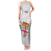Custom Fiji Rugby Family Matching Tank Maxi Dress and Hawaiian Shirt 2023 Go Champions World Cup Fijian Tapa Pattern LT14 Mom's Dress White - Polynesian Pride