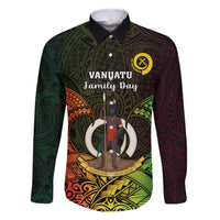 Personalised Vanuatu Family Day Family Matching Summer Maxi Dress and Hawaiian Shirt Happy 26 December Vanuatuan Pig Tusk LT14 Dad's Shirt - Long Sleeve Black - Polynesian Pride