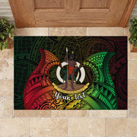 Personalised Vanuatu Family Day Rubber Doormat Happy 26 December Vanuatuan Pig Tusk LT14 - Polynesian Pride