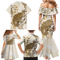 Brown And White Hawaii Chameleon Family Matching Mermaid Dress and Hawaiian Shirt Plumeria Polynesian Tribal Art LT14 - Polynesian Pride