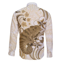 Brown And White Hawaii Chameleon Family Matching Off The Shoulder Long Sleeve Dress and Hawaiian Shirt Plumeria Polynesian Tribal Art LT14 - Polynesian Pride