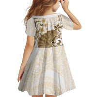 Brown And White Hawaii Chameleon Family Matching Short Sleeve Bodycon Dress and Hawaiian Shirt Plumeria Polynesian Tribal Art LT14 - Polynesian Pride