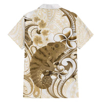 Brown And White Hawaii Chameleon Family Matching Summer Maxi Dress and Hawaiian Shirt Plumeria Polynesian Tribal Art LT14 - Polynesian Pride