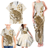 Brown And White Hawaii Chameleon Family Matching Tank Maxi Dress and Hawaiian Shirt Plumeria Polynesian Tribal Art LT14 - Polynesian Pride