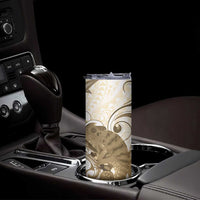 Brown And White Hawaii Chameleon Skinny Tumbler Plumeria Polynesian Tribal Art