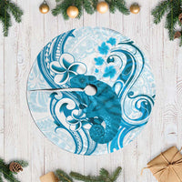 Cyan And White Hawaii Chameleon Tree Skirt Plumeria Polynesian Tribal Art LT14 Casual Cyan - Polynesian Pride