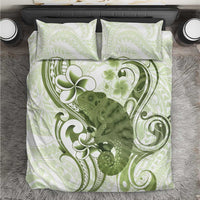 Green And White Hawaii Chameleon Bedding Set Plumeria Polynesian Tribal Art LT14 Lime Green - Polynesian Pride