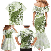 Green And White Hawaii Chameleon Family Matching Mermaid Dress and Hawaiian Shirt Plumeria Polynesian Tribal Art LT14 - Polynesian Pride