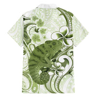 Green And White Hawaii Chameleon Family Matching Summer Maxi Dress and Hawaiian Shirt Plumeria Polynesian Tribal Art LT14 - Polynesian Pride