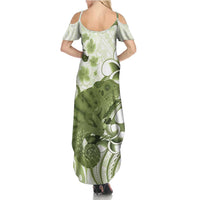 Green And White Hawaii Chameleon Family Matching Summer Maxi Dress and Hawaiian Shirt Plumeria Polynesian Tribal Art LT14 - Polynesian Pride