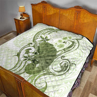 Green And White Hawaii Chameleon Quilt Plumeria Polynesian Tribal Art