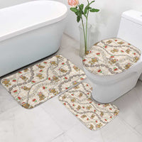 Beige Palaka Hawaii Mele Kalikimaka Bathroom Set Ohia Lehua Shell Leis Funny Gingerbread Santa - Polynesian Pride
