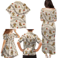Beige Palaka Hawaii Mele Kalikimaka Family Matching Puletasi and Hawaiian Shirt Ohia Lehua Shell Leis Funny Gingerbread Santa LT14 - Polynesian Pride