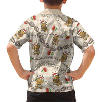 Beige Palaka Hawaii Mele Kalikimaka Hawaiian Shirt Ohia Lehua Shell Leis Funny Gingerbread Santa - Polynesian Pride