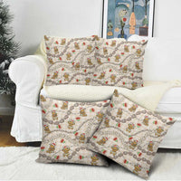 Beige Palaka Hawaii Mele Kalikimaka Pillow Cover Ohia Lehua Shell Leis Funny Gingerbread Santa - Polynesian Pride