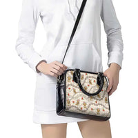 Beige Palaka Hawaii Mele Kalikimaka Shoulder Handbag Ohia Lehua Shell Leis Funny Gingerbread Santa - Polynesian Pride