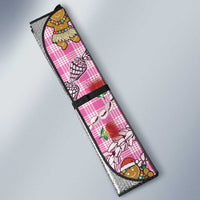 Pink Palaka Hawaii Mele Kalikimaka Auto Sun Shade Ohia Lehua Shell Leis Funny Gingerbread Santa - Polynesian Pride