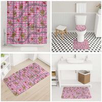 Pink Palaka Hawaii Mele Kalikimaka Bathroom Set Ohia Lehua Shell Leis Funny Gingerbread Santa - Polynesian Pride