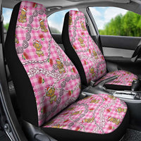Pink Palaka Hawaii Mele Kalikimaka Car Seat Cover Ohia Lehua Shell Leis Funny Gingerbread Santa - Polynesian Pride