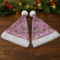 Pink Palaka Hawaii Mele Kalikimaka Christmas Santa Hat Ohia Lehua Shell Leis Funny Gingerbread Santa - Polynesian Pride
