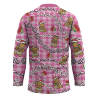 Pink Palaka Hawaii Mele Kalikimaka Hockey Jersey Ohia Lehua Shell Leis Funny Gingerbread Santa LT14 - Polynesian Pride