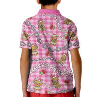 Pink Palaka Hawaii Mele Kalikimaka Kid Polo Shirt Ohia Lehua Shell Leis Funny Gingerbread Santa - Polynesian Pride
