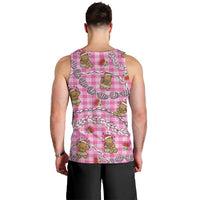 Pink Palaka Hawaii Mele Kalikimaka Men Tank Top Ohia Lehua Shell Leis Funny Gingerbread Santa - Polynesian Pride