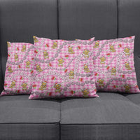 Pink Palaka Hawaii Mele Kalikimaka Pillow Cover Ohia Lehua Shell Leis Funny Gingerbread Santa - Polynesian Pride