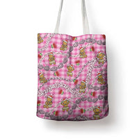 Pink Palaka Hawaii Mele Kalikimaka Tote Bag Ohia Lehua Shell Leis Funny Gingerbread Santa LT14 - Polynesian Pride