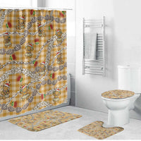 Gold Palaka Hawaii Mele Kalikimaka Bathroom Set Ohia Lehua Shell Leis Funny Gingerbread Santa - Polynesian Pride