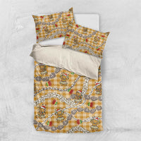 Gold Palaka Hawaii Mele Kalikimaka Bedding Set Ohia Lehua Shell Leis Funny Gingerbread Santa - Polynesian Pride