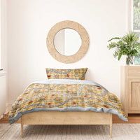 Gold Palaka Hawaii Mele Kalikimaka Bedding Set Ohia Lehua Shell Leis Funny Gingerbread Santa - Polynesian Pride