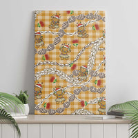 Gold Palaka Hawaii Mele Kalikimaka Canvas Wall Art Ohia Lehua Shell Leis Funny Gingerbread Santa - Polynesian Pride