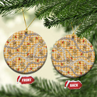 Gold Palaka Hawaii Mele Kalikimaka Ceramic Ornament Ohia Lehua Shell Leis Funny Gingerbread Santa - Polynesian Pride