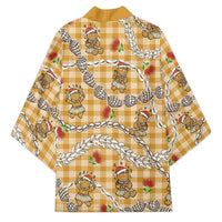 Gold Palaka Hawaii Mele Kalikimaka Kimono Ohia Lehua Shell Leis Funny Gingerbread Santa - Polynesian Pride