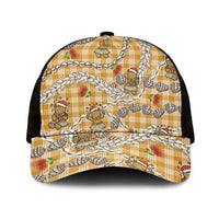 Gold Palaka Hawaii Mele Kalikimaka Mesh Trucker Cap Ohia Lehua Shell Leis Funny Gingerbread Santa - Polynesian Pride