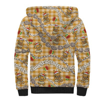 Gold Palaka Hawaii Mele Kalikimaka Sherpa Hoodie Ohia Lehua Shell Leis Funny Gingerbread Santa - Polynesian Pride