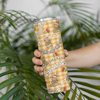 Gold Palaka Hawaii Mele Kalikimaka Skinny Tumbler Ohia Lehua Shell Leis Funny Gingerbread Santa LT14 - Polynesian Pride