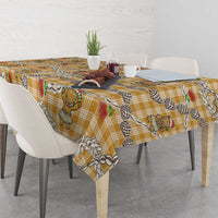 Gold Palaka Hawaii Mele Kalikimaka Tablecloth Ohia Lehua Shell Leis Funny Gingerbread Santa - Polynesian Pride