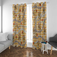 Gold Palaka Hawaii Mele Kalikimaka Window Curtain Ohia Lehua Shell Leis Funny Gingerbread Santa - Polynesian Pride