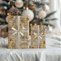 Gold Palaka Hawaii Mele Kalikimaka Wrapping Paper Ohia Lehua Shell Leis Funny Gingerbread Santa - Polynesian Pride