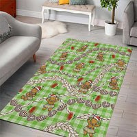 Green Palaka Hawaii Mele Kalikimaka Area Rug Ohia Lehua Shell Leis Funny Gingerbread Santa LT14 - Polynesian Pride