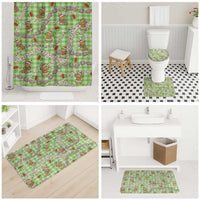 Green Palaka Hawaii Mele Kalikimaka Bathroom Set Ohia Lehua Shell Leis Funny Gingerbread Santa - Polynesian Pride
