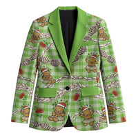 Green Palaka Hawaii Mele Kalikimaka Blazer Ohia Lehua Shell Leis Funny Gingerbread Santa - Polynesian Pride