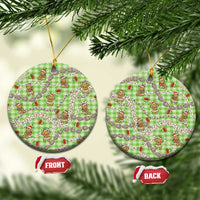 Green Palaka Hawaii Mele Kalikimaka Ceramic Ornament Ohia Lehua Shell Leis Funny Gingerbread Santa - Polynesian Pride