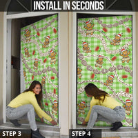Green Palaka Hawaii Mele Kalikimaka Door Cover Ohia Lehua Shell Leis Funny Gingerbread Santa - Polynesian Pride
