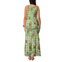 Green Palaka Hawaii Mele Kalikimaka Family Matching Tank Maxi Dress and Hawaiian Shirt Ohia Lehua Shell Leis Funny Gingerbread Santa LT14 - Polynesian Pride