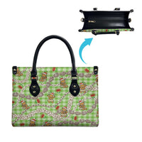 Green Palaka Hawaii Mele Kalikimaka Leather Bag Ohia Lehua Shell Leis Funny Gingerbread Santa - Polynesian Pride