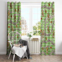 Green Palaka Hawaii Mele Kalikimaka Window Curtain Ohia Lehua Shell Leis Funny Gingerbread Santa - Polynesian Pride