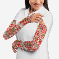 Red Palaka Hawaii Mele Kalikimaka Arm Sleeves Ohia Lehua Shell Leis Funny Gingerbread Santa - Polynesian Pride